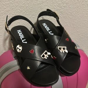Karl Lagerfeld Paris | Black Women’s Sandals w/Charms